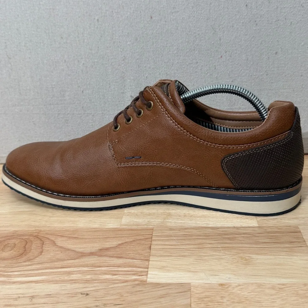 Nunn Bush Hyde II‎ Plain Toe Men's Wide Cognac Tie Size 9.5 W